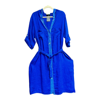 VESTIDO LINO DETALLES BRILLO